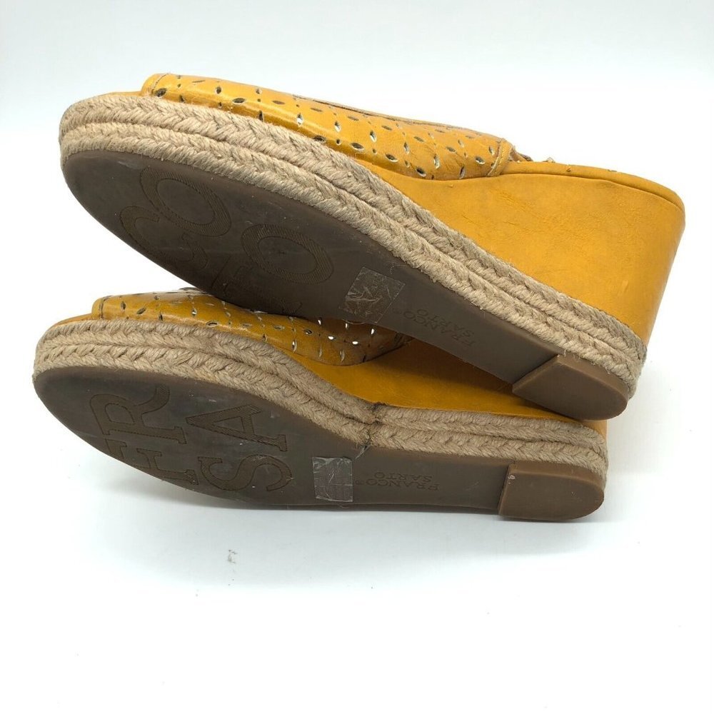 Franco Sarto Womens Wedge Sandals Leather Laser Cut Slingback Yellow Size 8 - Picture 7 of 9